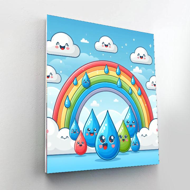 Rainbow Raindrop Reverie Numbered Painting Kits