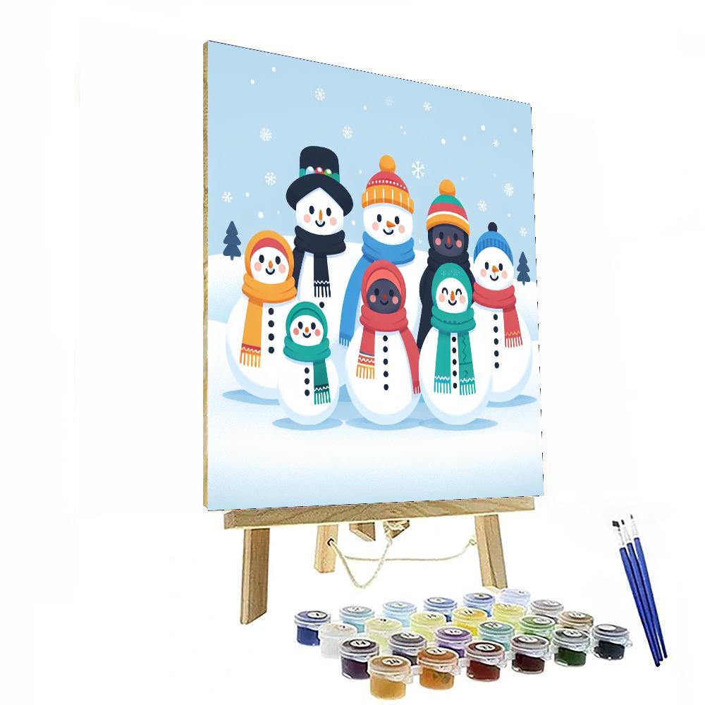 Festive Snowman Gathering Painting Number Kit