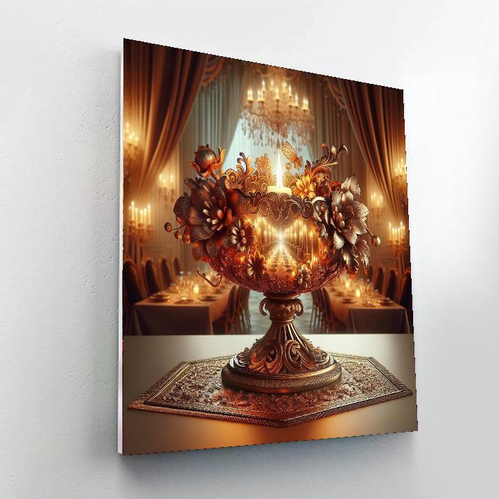 Golden Petals Candle Holder Paint By Number