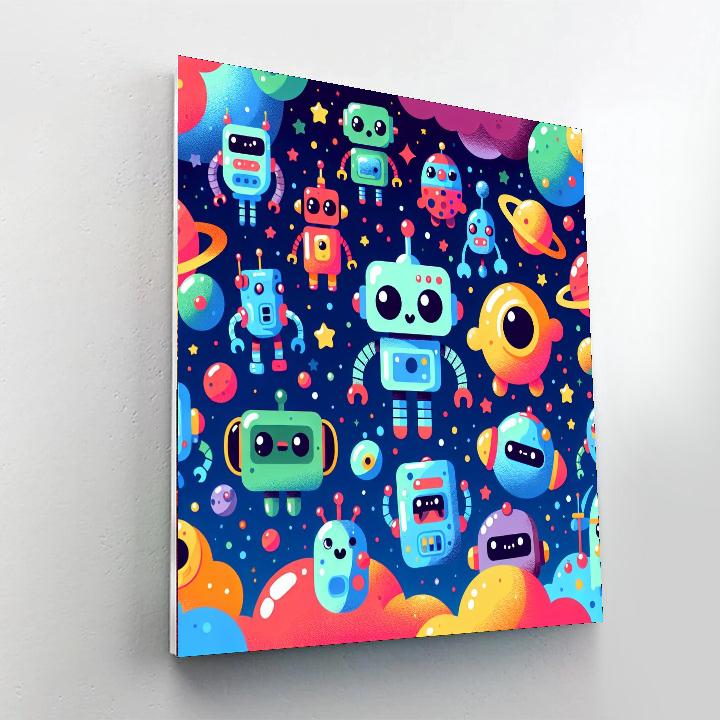 Rainbow Robot Galaxy Paint By Numbers Art