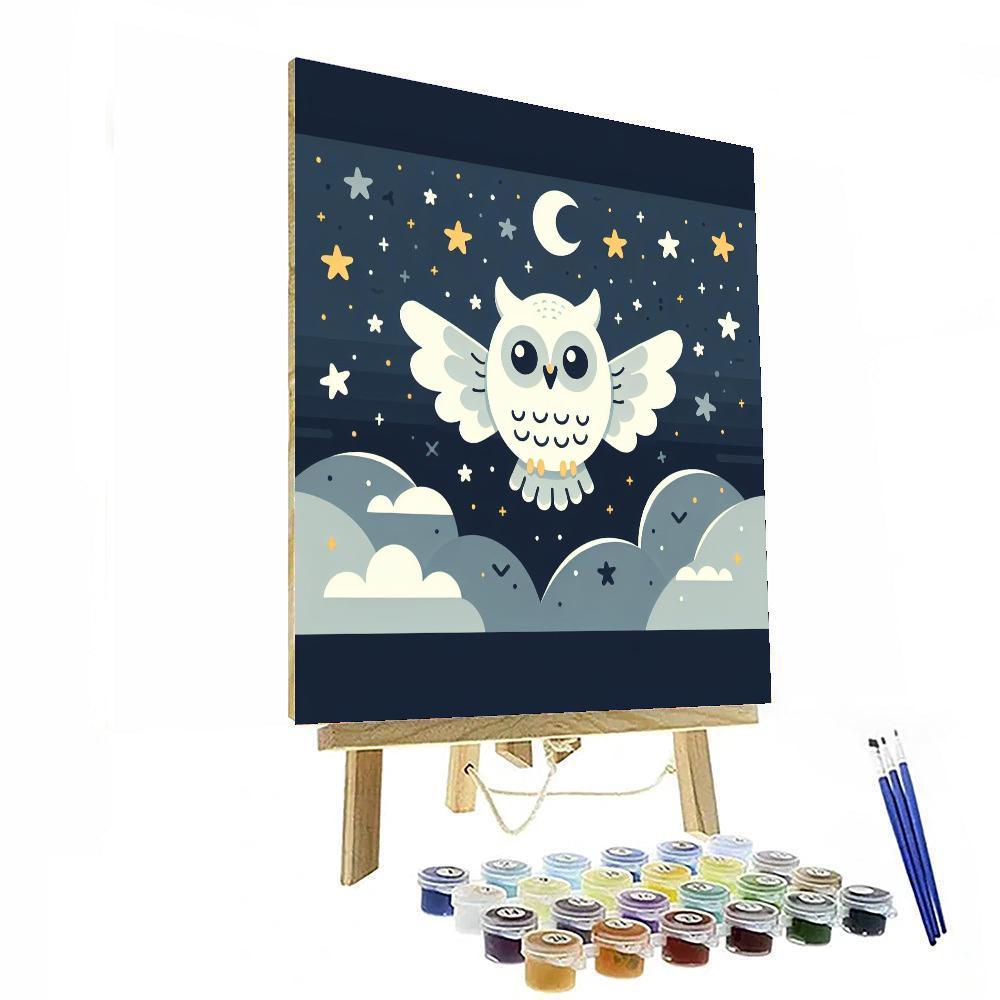 Clever Owl's Nighttime Flight Paint By Number
