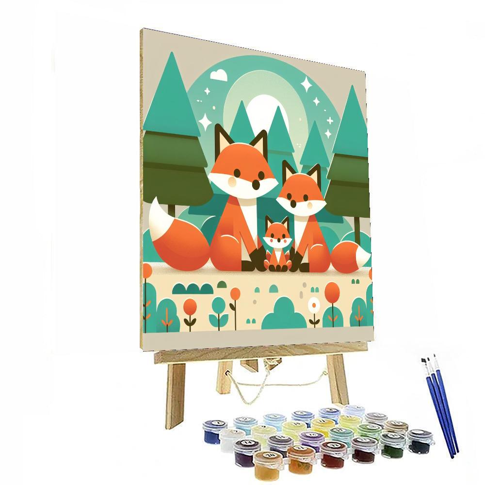 Charming Fox Family Numbered Painting Kits