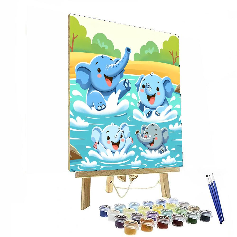 Playful Elephants Number Painting