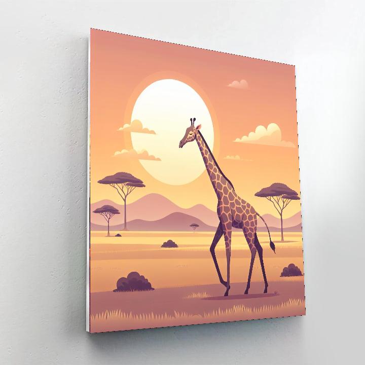Giraffe's Sunset Stroll Numbered Painting Kits