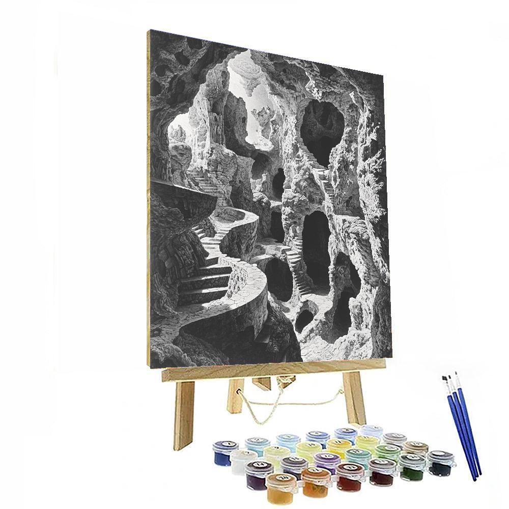 M.C. Escher Inspired Mystical Caverns  Paint By Number