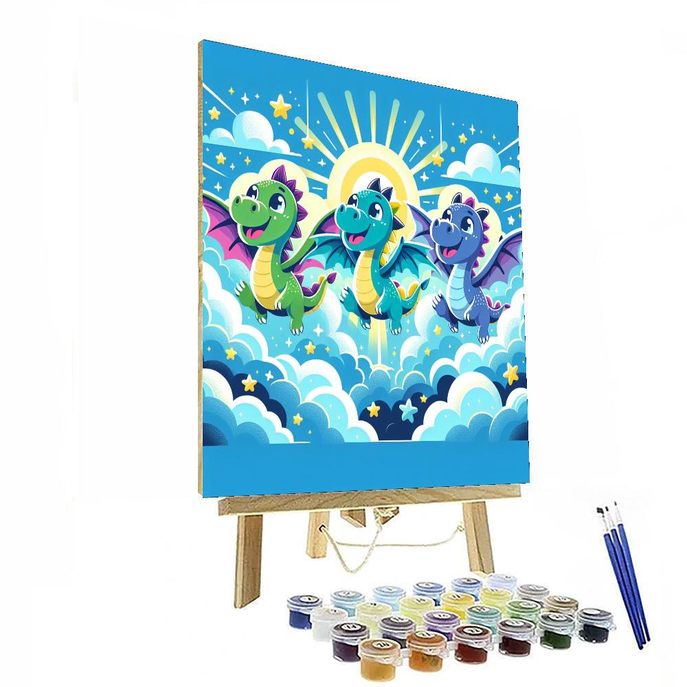 Joyful Dragon Friends Numbered Painting Kits