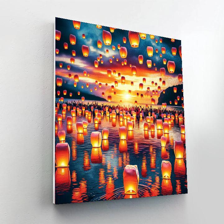 Floating Lantern Festival - Hawaii, Usa Painting By Numbers Kit