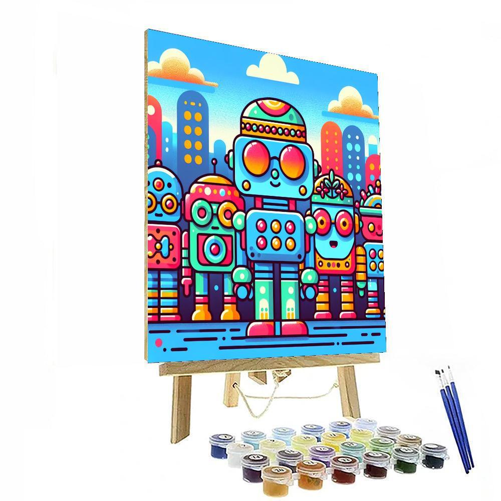 Radiant Robot Friends Painting Number Kit
