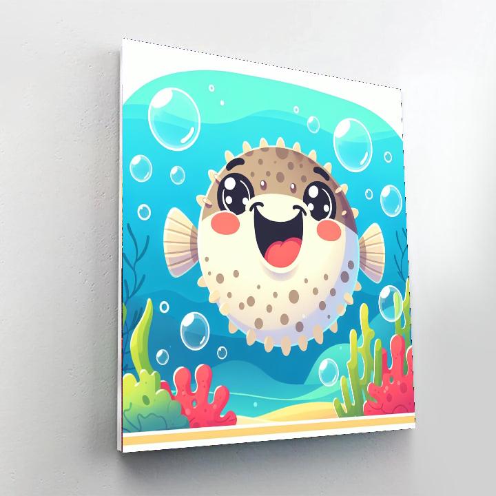 Cheerful Pufferfish Paint By Color