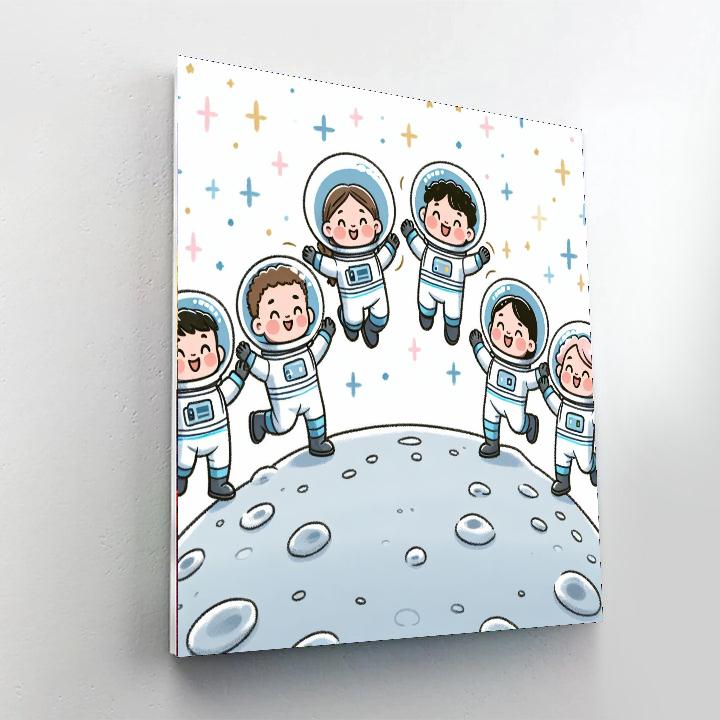 Astronauts' Moon Party DIY Paint By Numbers