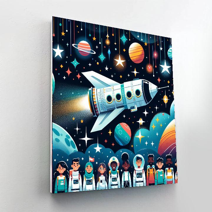 Galactic Spaceship Journey Paint By Numbers Art