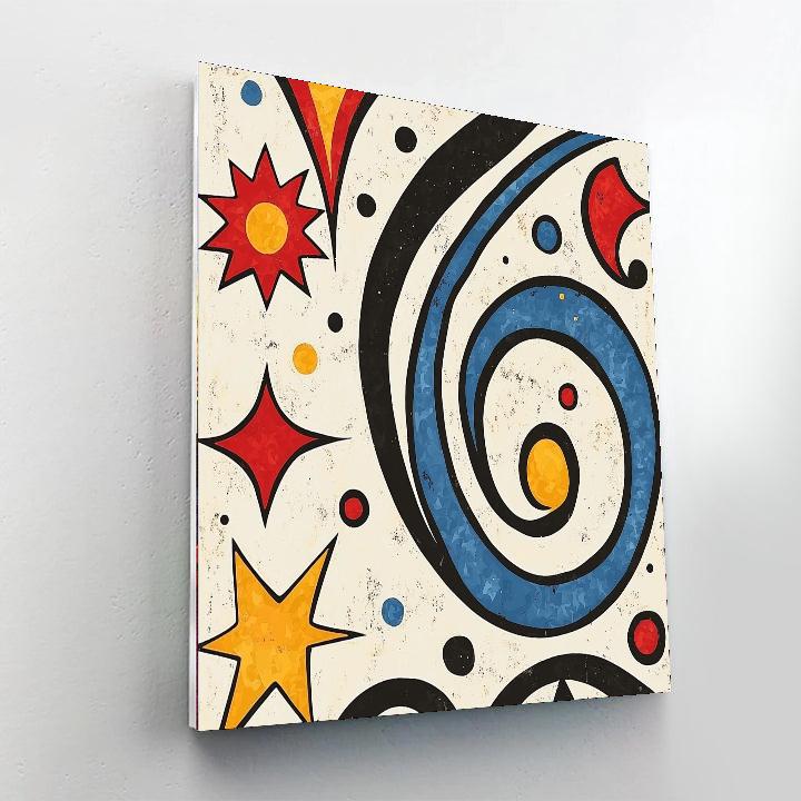 Joan Miró Inspired Whimsical Celestial Dance  Paint By Color