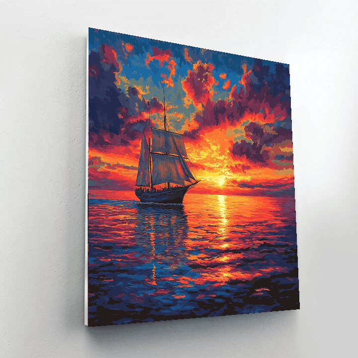 J.M.W. Turner Inspired Seaside Sunset Splendor  Numbered Painting Kits