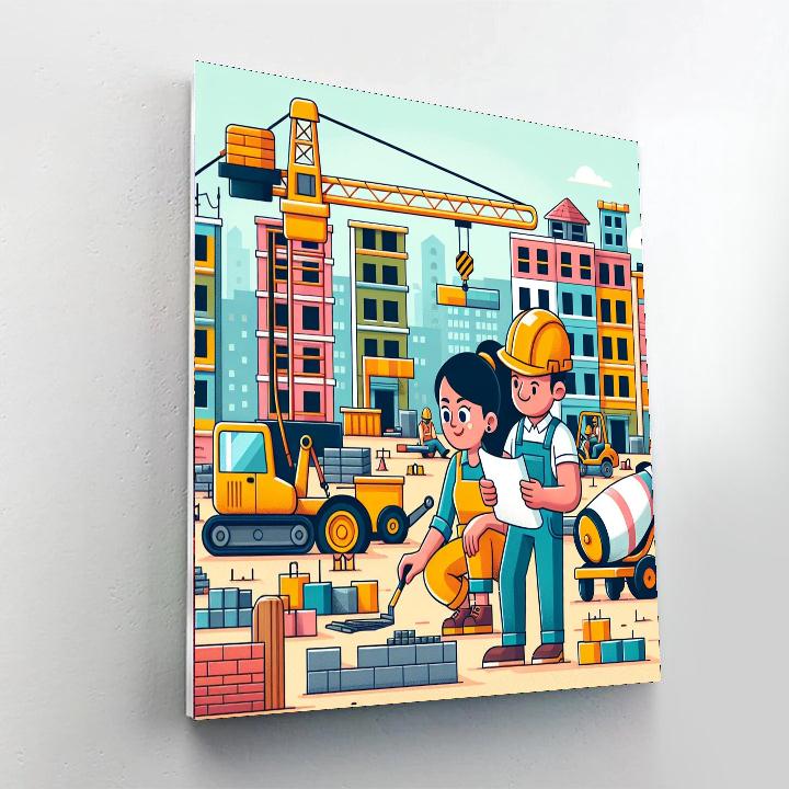 Creative Construction Site Paint By Numbers Art
