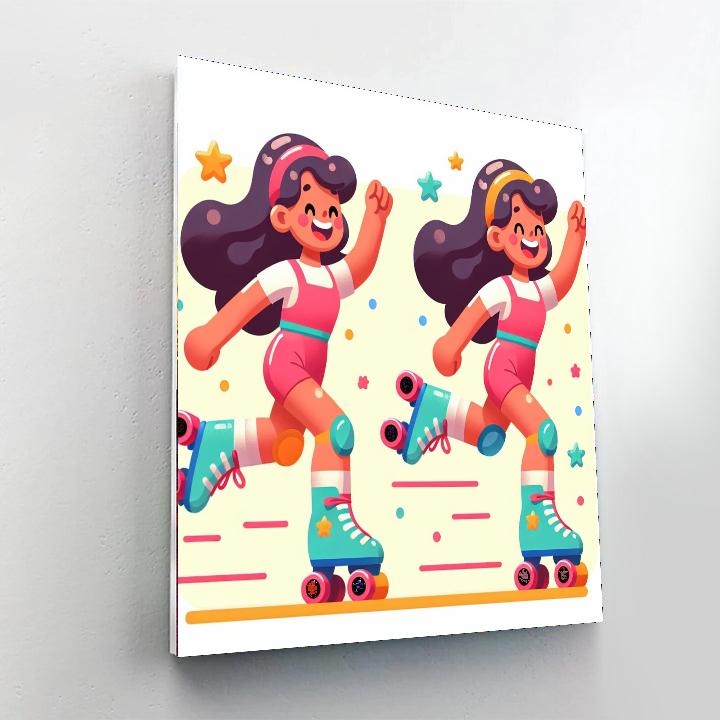 Happy Roller Skater Numbered Painting Kits