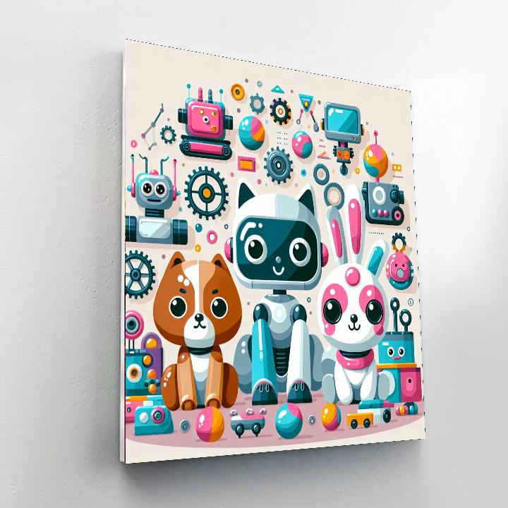 Cute Robot Animals Painting By Numbers Kit
