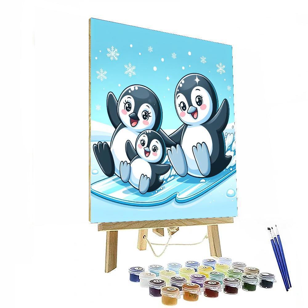 Playful Penguin Family Number Painting