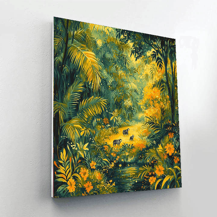 Henri Rousseau Inspired Joyful Wildlife Encounter  Paint By Numbers Kits