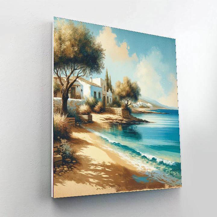 Serene Mediterranean Escape Number Painting