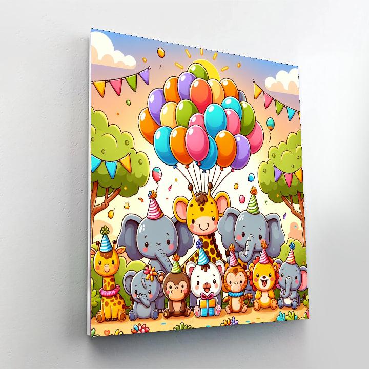 Happy Animal Friends Party Paint By Numbers