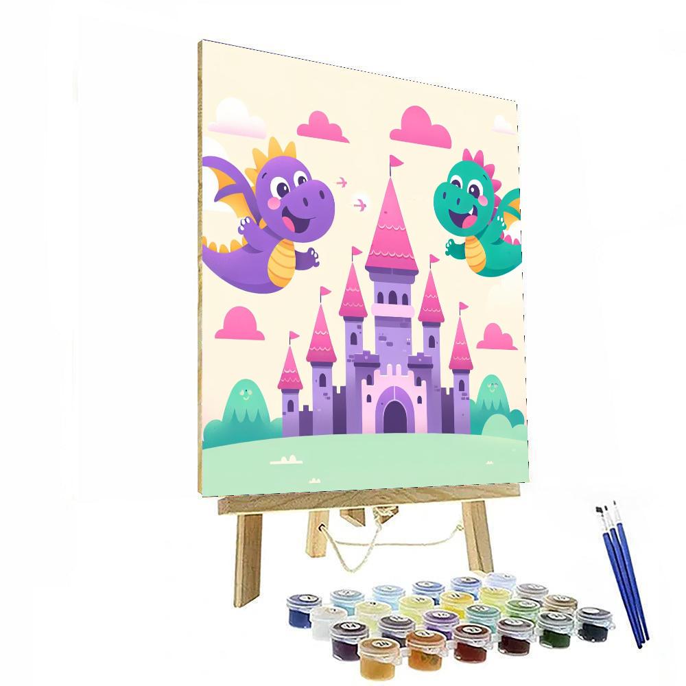 Magical Castle With Dragons Painting By Numbers Kit