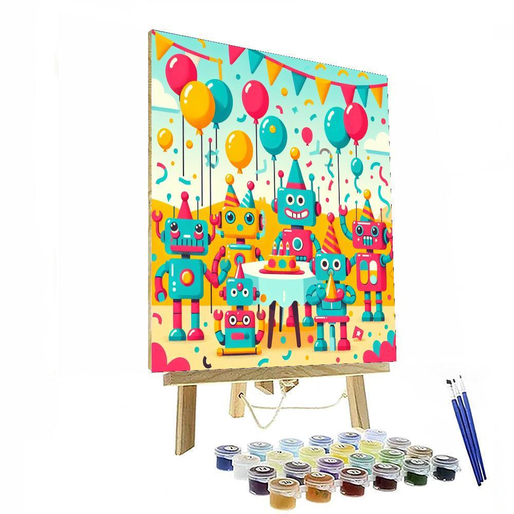 Joyful Robot Party Number Painting