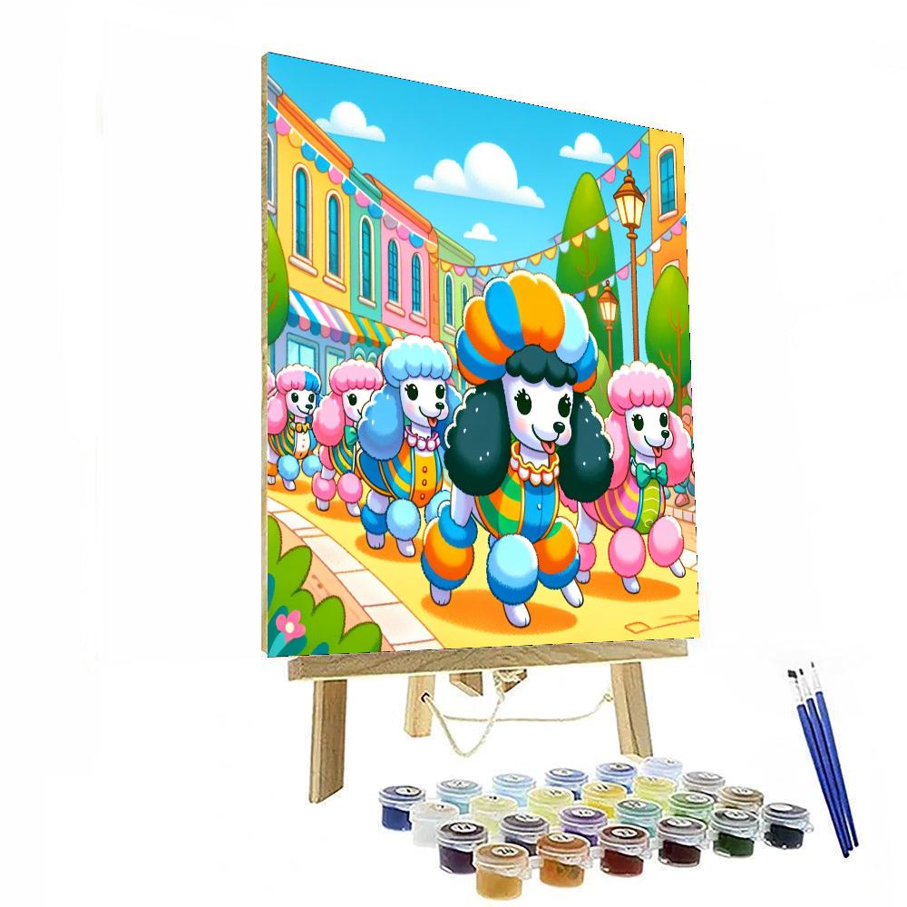 Playful Poodle Parade Number Painting