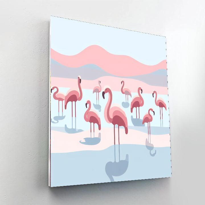 Funky Flamingo Flock Number Painting
