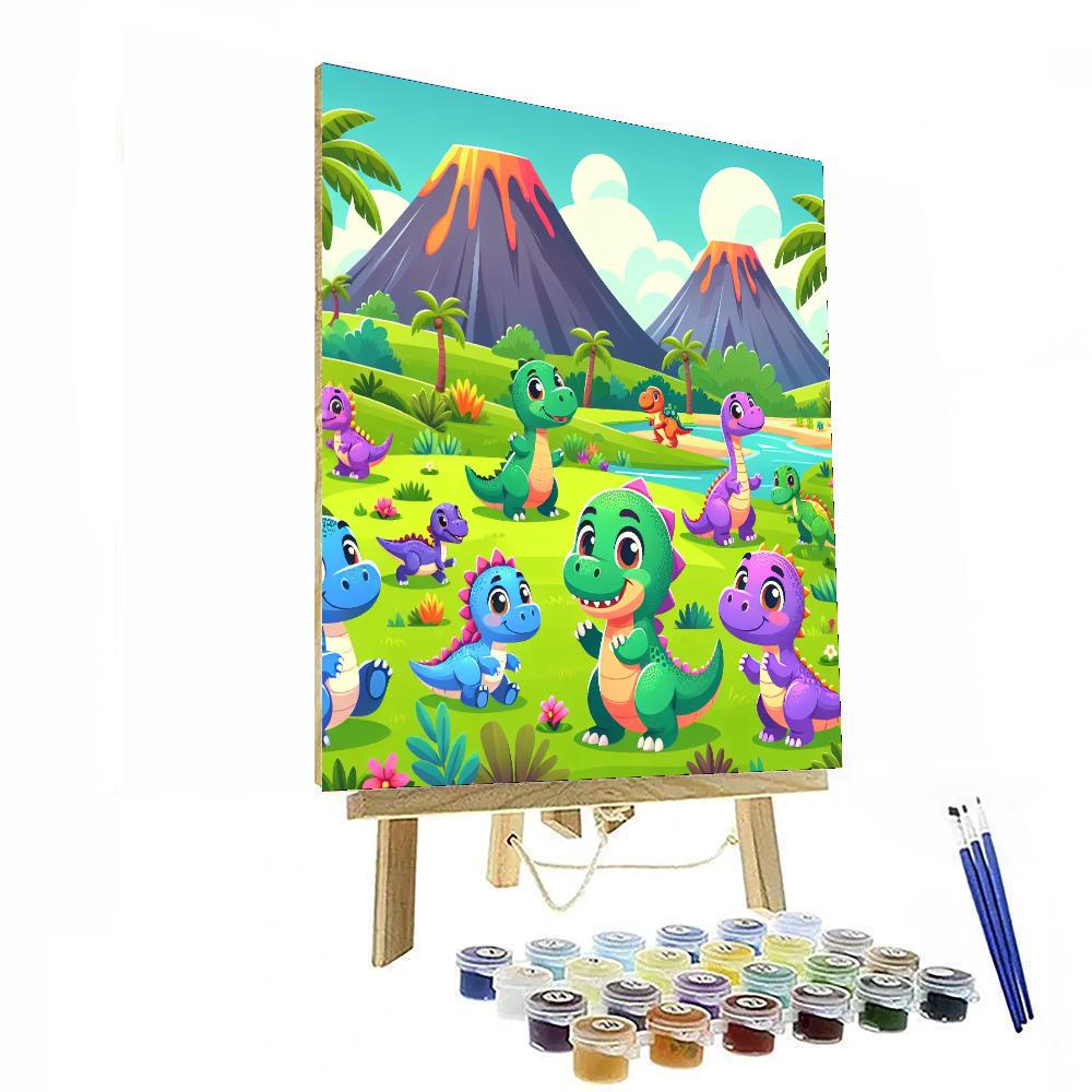 Cute Baby Dinosaurs Number Painting