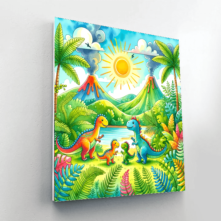 Playful Dinosaur Family Painting Number Kit