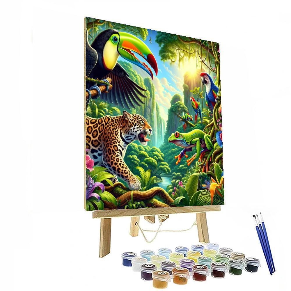 Colorful Jungle Frolic Painting Number Kit