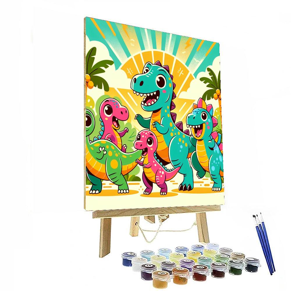 Cheery Dinosaur Dance Painting By Numbers Kit
