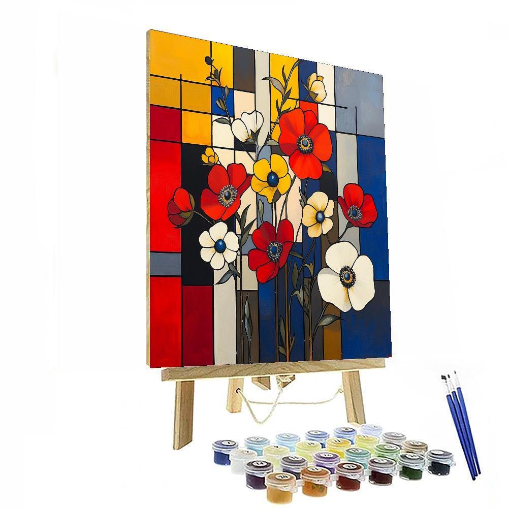 Piet Mondrian Inspired Dreamy Blooms  DIY Paint By Numbers