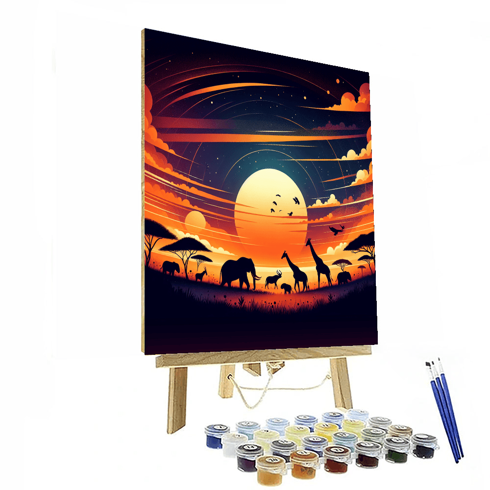 Captivating Safari Sunset Painting Number Kit