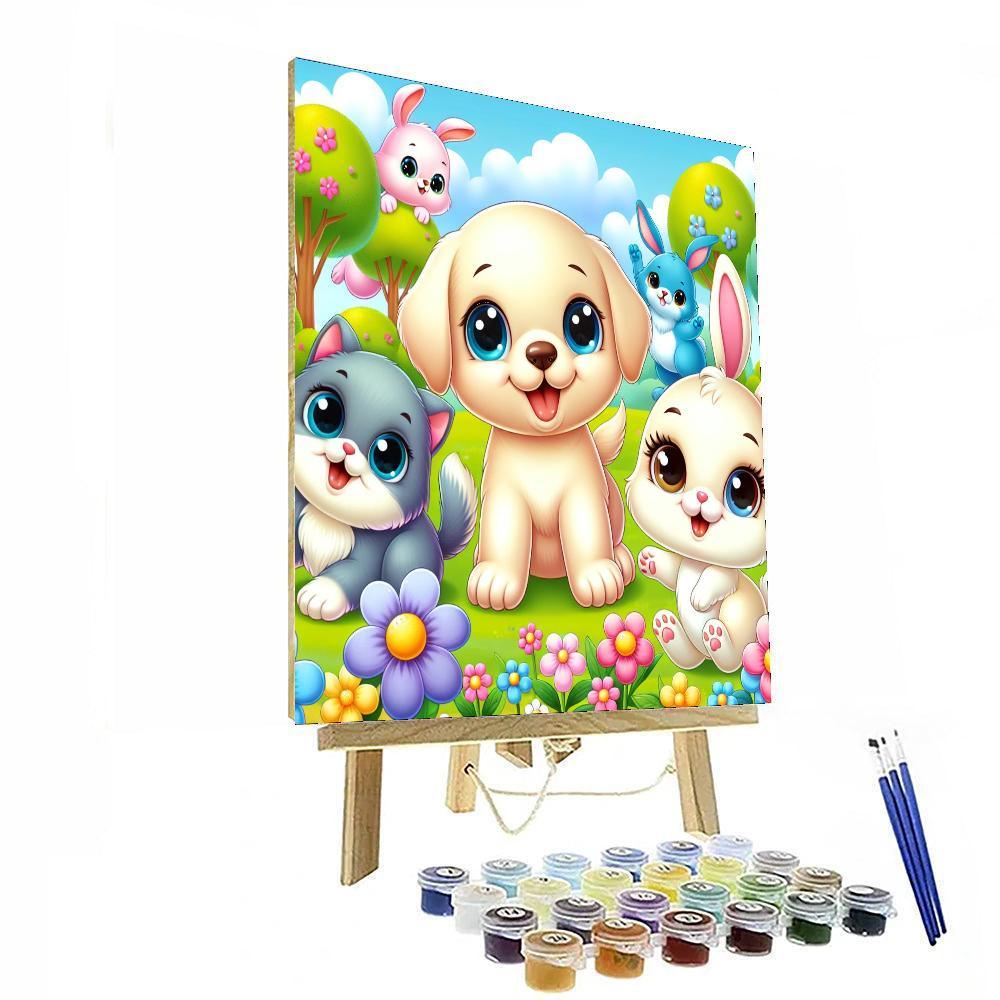Cute Animal Pals Adventure Painting By Numbers Kit