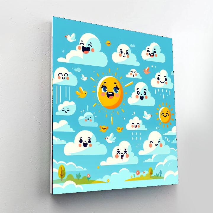 Cute Cloudy Day Paint By Numbers Art