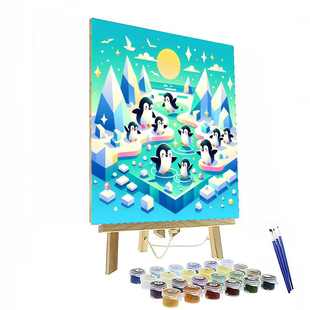 Playful Penguin Paradise Numbered Painting Kits