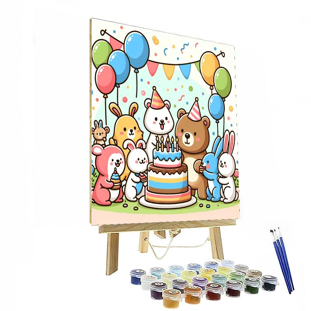 Silly Animal Birthday Bash Paint By Numbers Art