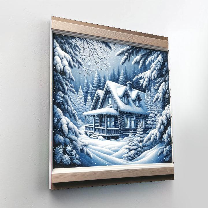 Snowy Mountain Cabin DIY Paint By Numbers