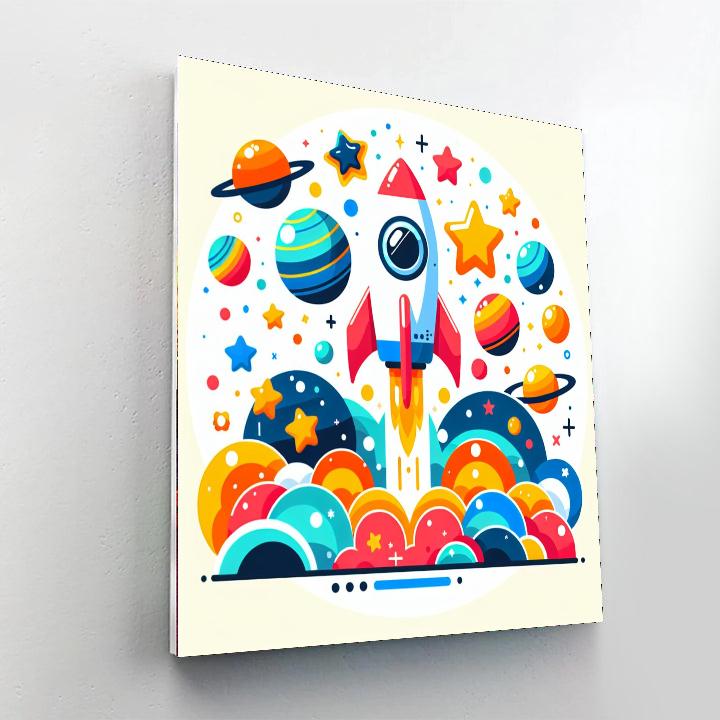 Rocket Into Space Adventure Number Painting
