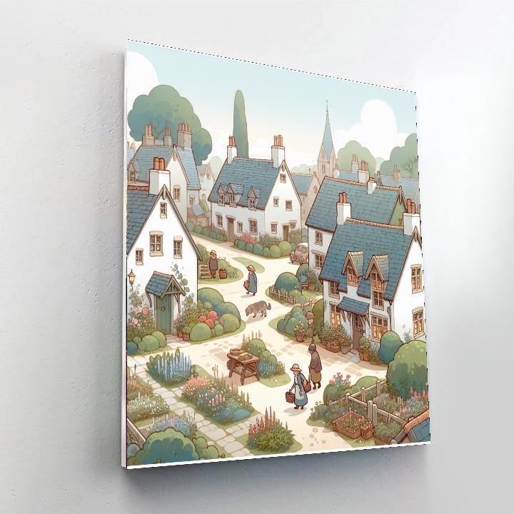 Cozy Cottage Village Paint By Numbers