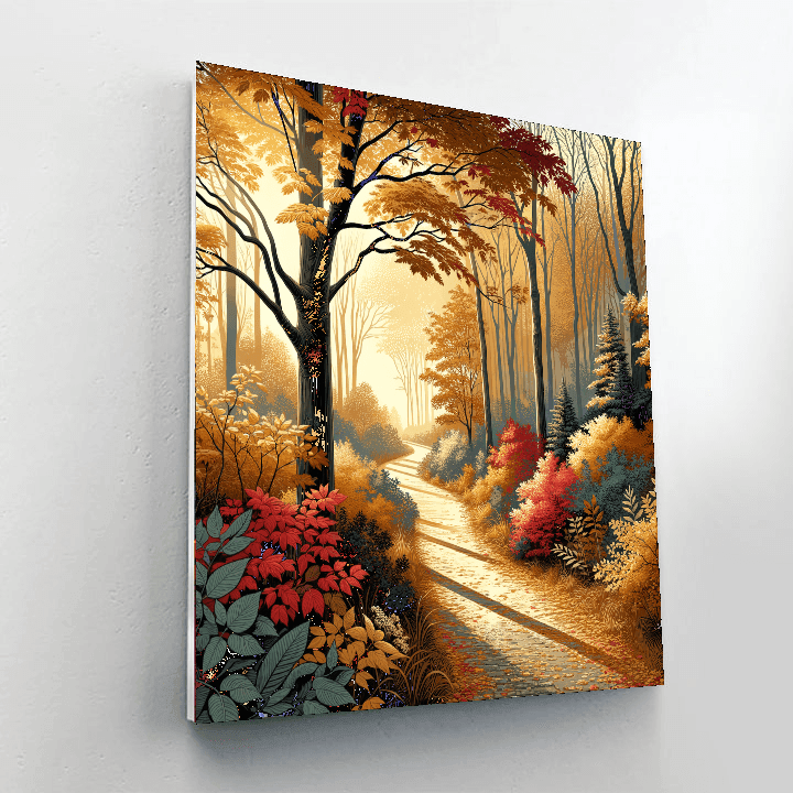 Golden Autumn Path Paint By Numbers Art