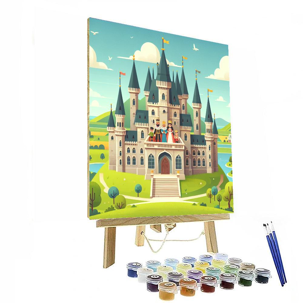 Castle On The Hill With Royal Family Paint By Numbers Kits