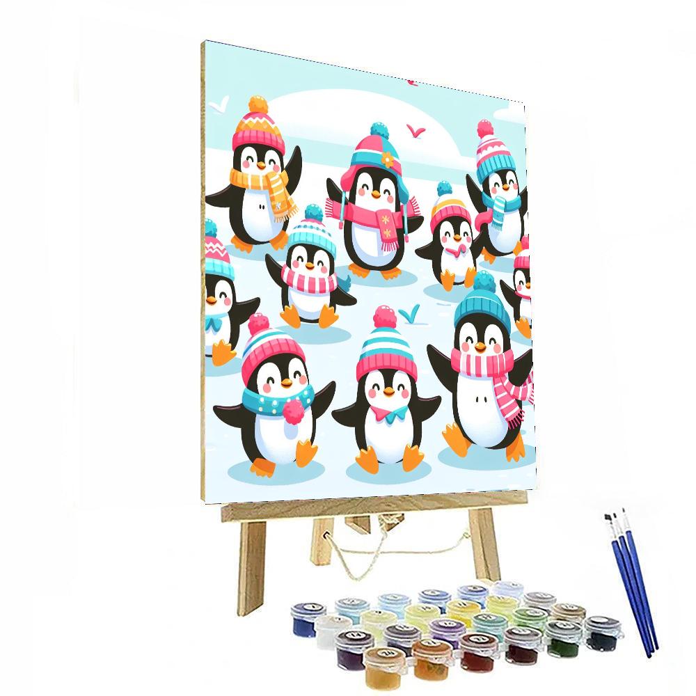 Merry Penguin Parade Paint By Numbers Art