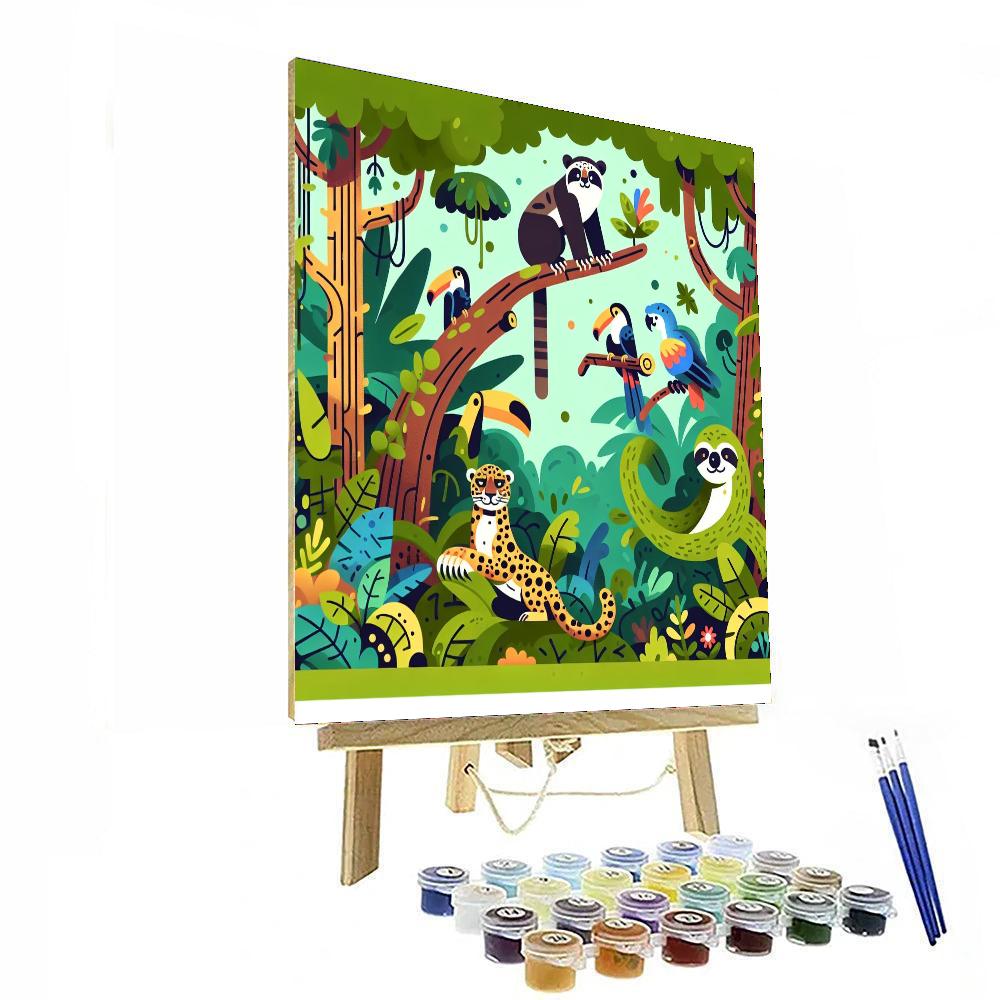 Rainforest Wildlife Adventure Paint By Numbers Art