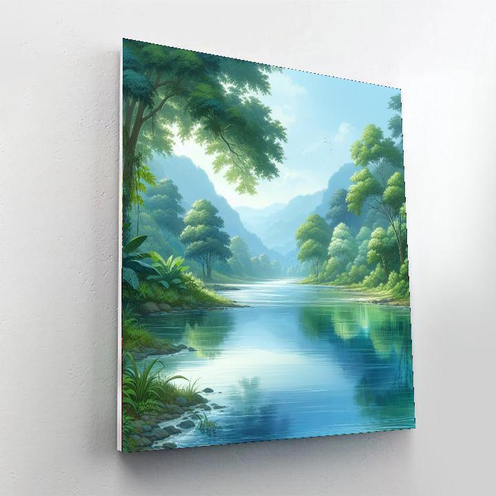 Peaceful River Escape Paint By Numbers