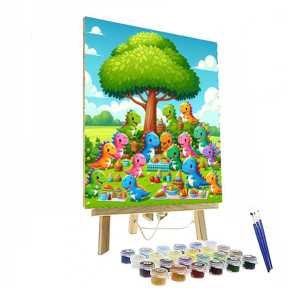 Happy Dinosaurs Picnic Number Painting