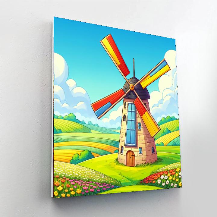 Whirling Windmill Paint By Numbers Art