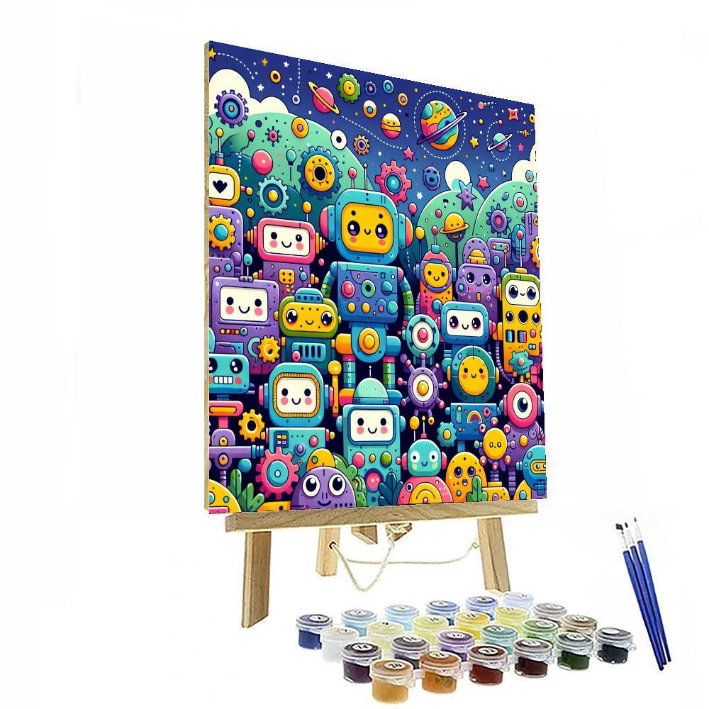 Adventure With Friendly Robots Painting By Numbers Kit