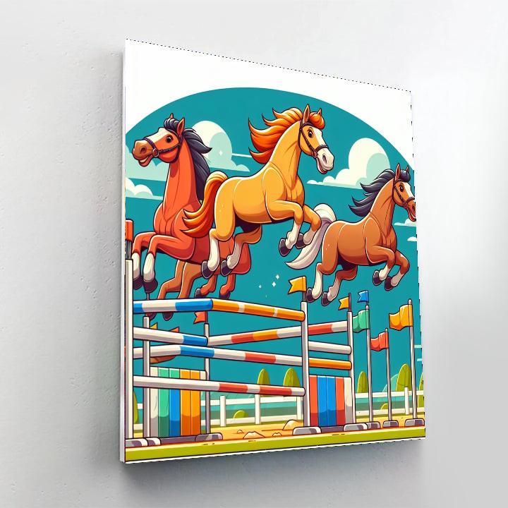 Energetic Equestrian Show Paint By Numbers Art